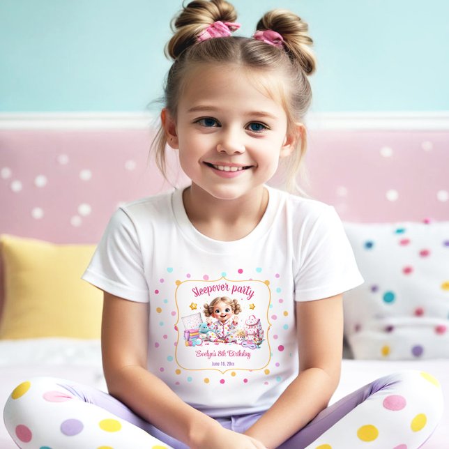 T-shirt Pour Les Tous Petits Sleepover Stwood Party Jolie fille Anniversaire (Sleepover Slumber Party Cute Girl Birthday Toddler T-shirt)