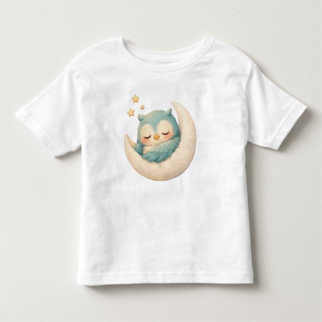T-shirt Pour Les Tous Petits Sleepy Owl on the Moon  (Devant)