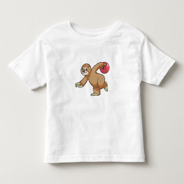 T-shirt Pour Les Tous Petits Sloth at Bowling avec Bowling ball (Devant)