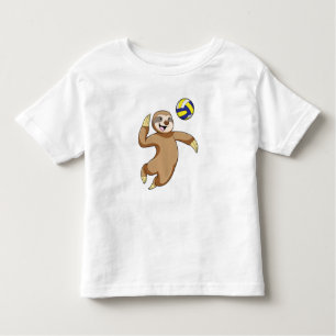 T-shirt Pour Les Tous Petits Sloth comme joueur de volleyball avec volleyball