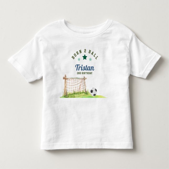 T-shirt Pour Les Tous Petits Soccer “Né Deux Balle” Deuxième Anniversaire (Devant)