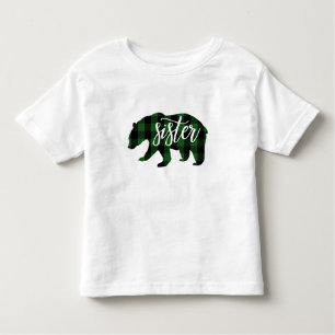 T-shirt Pour Les Tous Petits soeur Bear   Plaid vert