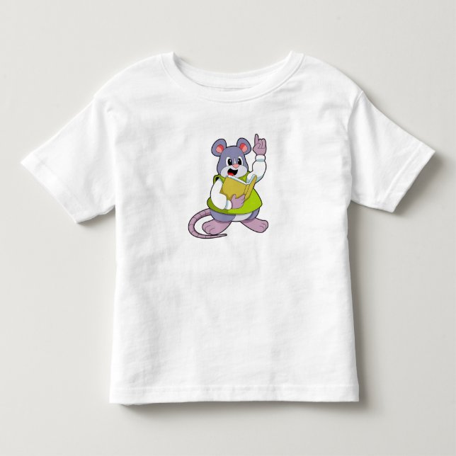 T-shirt Pour Les Tous Petits Souris comme enseignant avec livre (Devant)