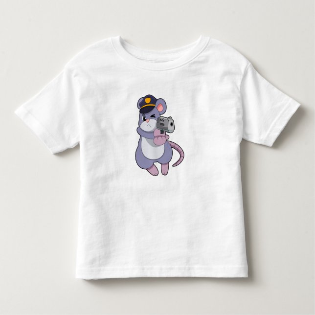 T-shirt Pour Les Tous Petits Souris en tant qu'officier de police avec casquett (Devant)
