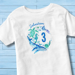 T-shirt Pour Les Tous Petits Sous la mer Anniversaire Boy Aquarelle Océan Anima
