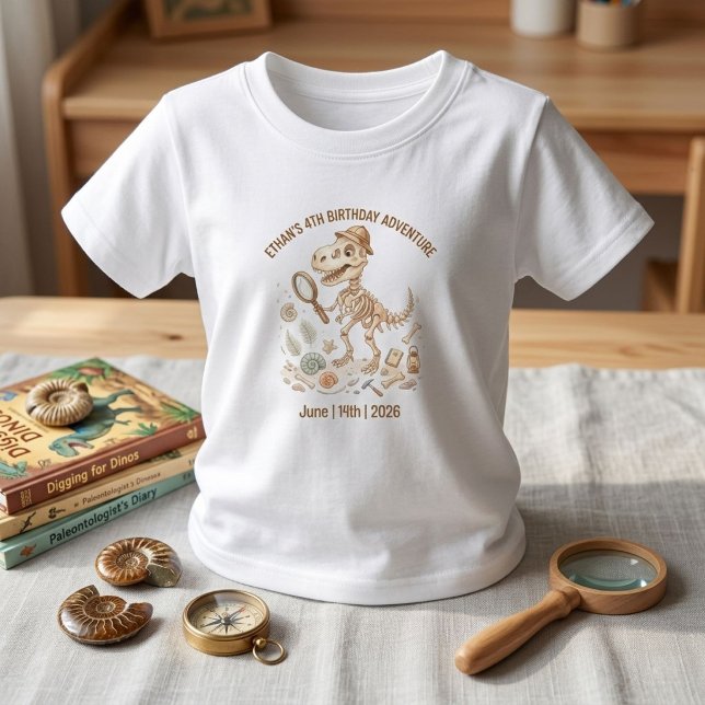 T-shirt Pour Les Tous Petits Squelette de dinosaure Paléontologue Garçon 4e ann (Créateur téléchargé)