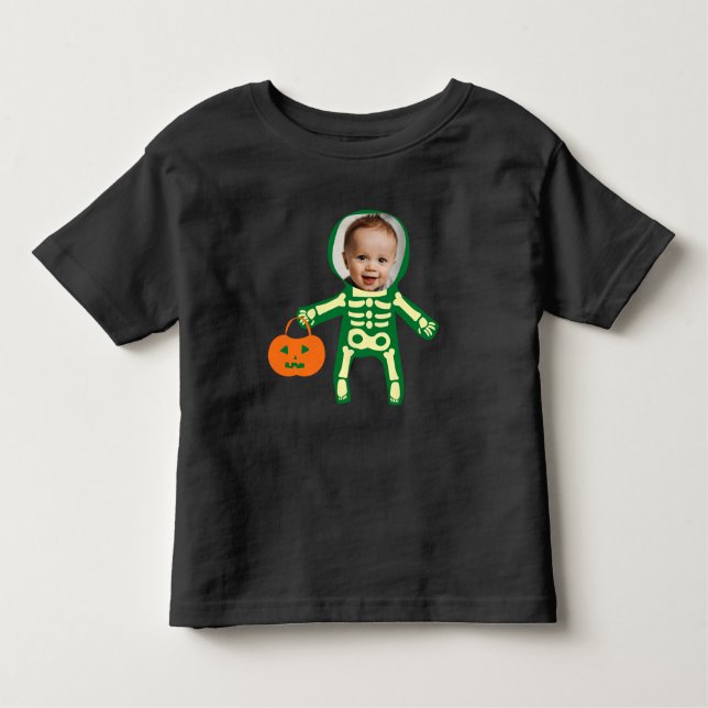 T-shirt Pour Les Tous Petits Squelette photo personnalisé Itinéraire d'Hallowee (Devant)