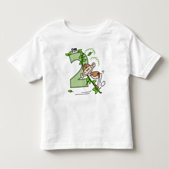 T-shirt Pour Les Tous Petits Stick Singe Swing 2e anniversaire (Devant)