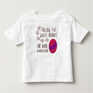 T-shirt Pour Les Tous Petits Suivez Le Lapin Blanc Drôle Mignonne Pâques Dit