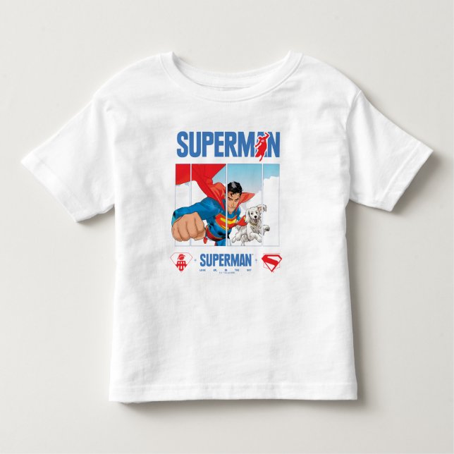 T-shirt Pour Les Tous Petits Superman et Krypto prennent l'avion (Devant)
