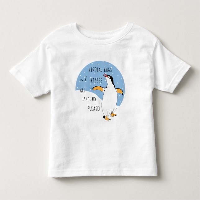 T-shirt Pour Les Tous Petits Sweet Penguins Virtual Hugs et Baisers (Devant)