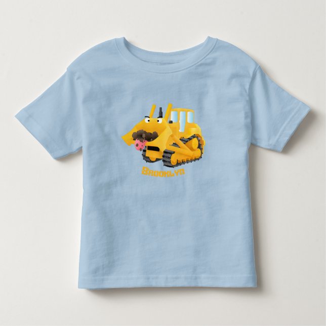 T-shirt Pour Les Tous Petits Sympa joli caractère de dessin animé au bulldozer  (Devant)