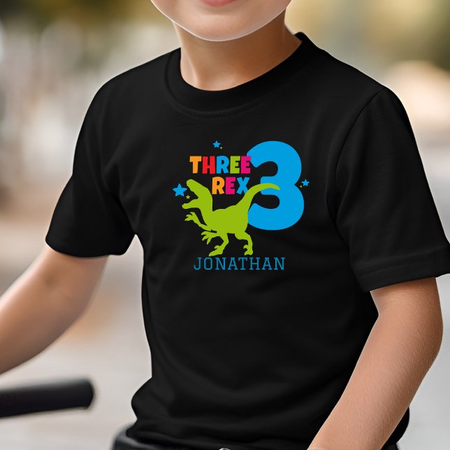 T-shirt Pour Les Tous Petits T Rex Boys mignon 3ème anniversaire Nom personnali (Créateur téléchargé)