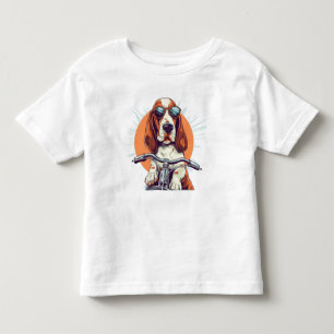 T-shirt Pour Les Tous Petits T-Shirt, basset cool caricature hound biker