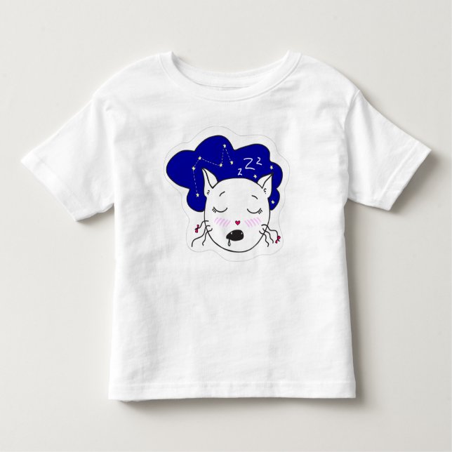 T-shirt Pour Les Tous Petits T-shirt. Customisé tendance glissant chat heureux. (Devant)