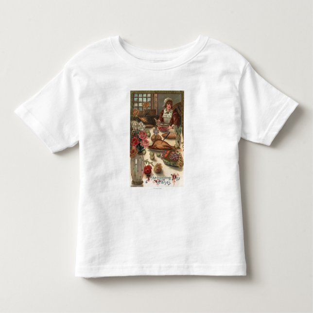T-shirt Pour Les Tous Petits Table d'une femme pèlerine (Devant)