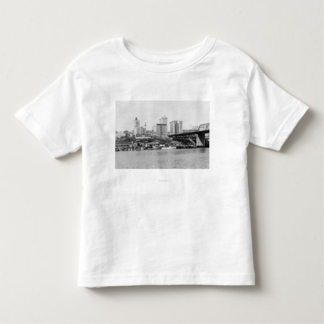 T-shirt Pour Les Tous Petits Tacoma, WA - vue d'horizon du centre ville (Devant)