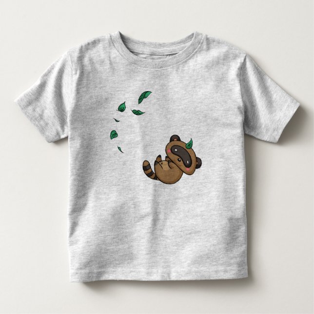 T-shirt Pour Les Tous Petits Tanuki et Feuille (Devant)