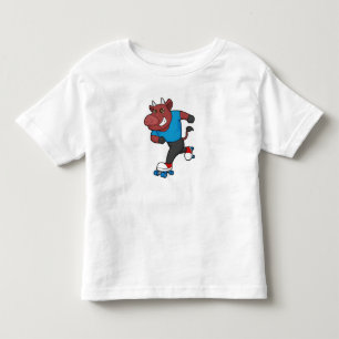 T-shirt Pour Les Tous Petits Taureau à Patinage en ligne avec Patins à rouleaux
