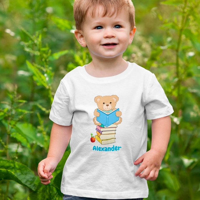T-shirt Pour Les Tous Petits Teddy Bear Lit Ses Livres Personnalisés (Créateur téléchargé)