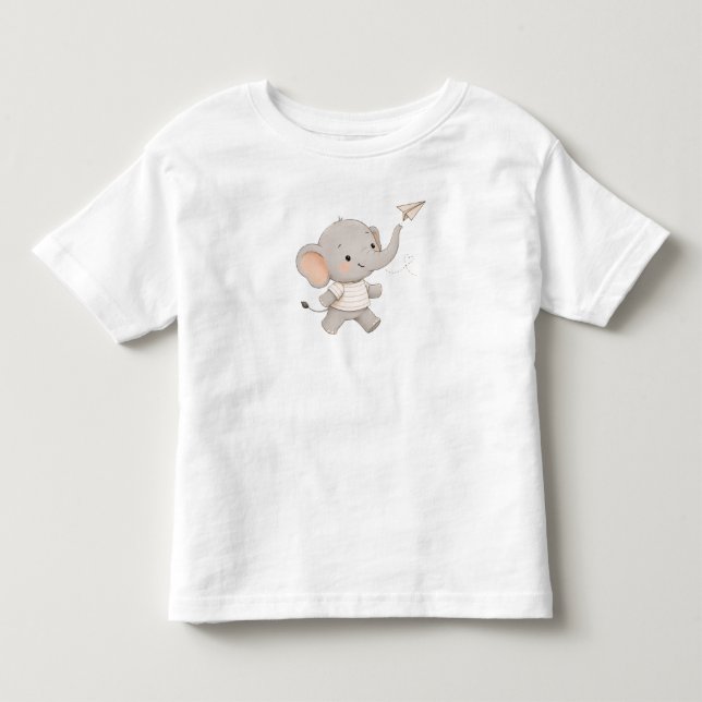 T-shirt Pour Les Tous Petits Tee Aventure Éléphant Mignon (Devant)