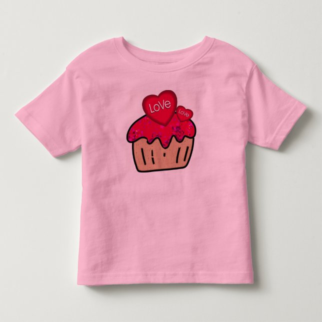 T-shirt Pour Les Tous Petits Tee de Saint Valentin avec Cupcake (Devant)