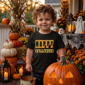 T-shirt Pour Les Tous Petits Tee rétro Happy Halloween pour tout-petit pour la