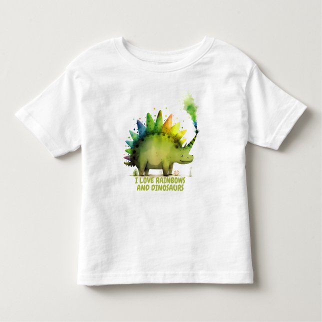 T-shirt Pour Les Tous Petits Tee-shirt dinosaure aquarelle personnalisé (Devant)