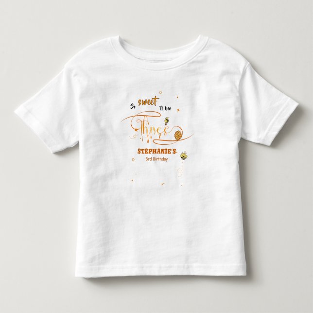 T-shirt Pour Les Tous Petits Tellement doux d'être trois anniversaire abeille m (Devant)