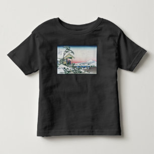 T-shirt Pour Les Tous Petits Temple Honganji Vue du Mont Fuji Gravure japonaise