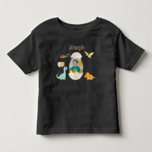 T-shirt Pour Les Tous Petits Tenue de bébé pour anniversaire dinosaure - Nom pe