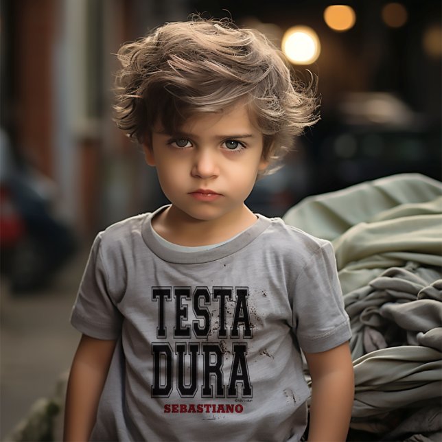 T-shirt Pour Les Tous Petits Testa Dura (tête dure) Stubborn Funny Italien (Testa Dura (Funny way of saying "Hard Headed" or "Stubborn" in Italian)
Baby Tee)
