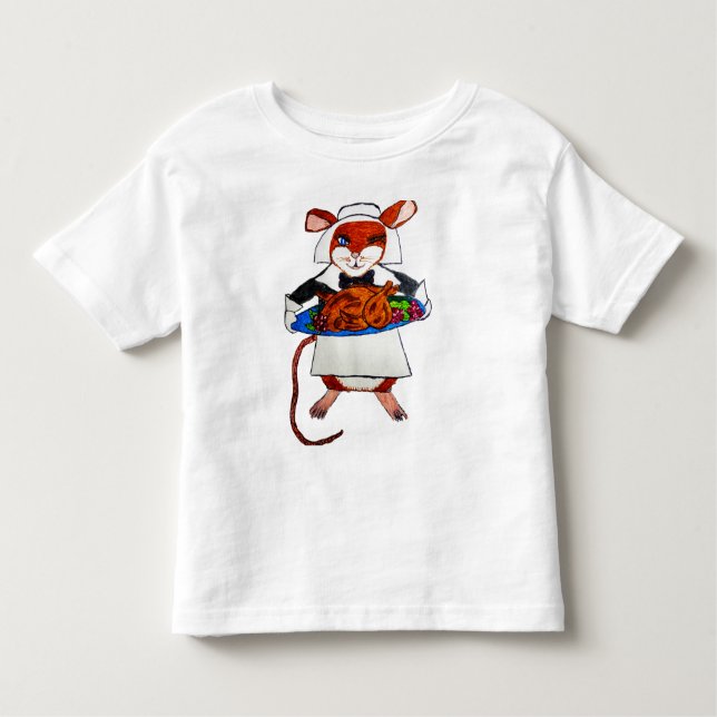 T-SHIRT POUR LES TOUS PETITS THANKSGIVING MOUSE PILGRIM (Devant)