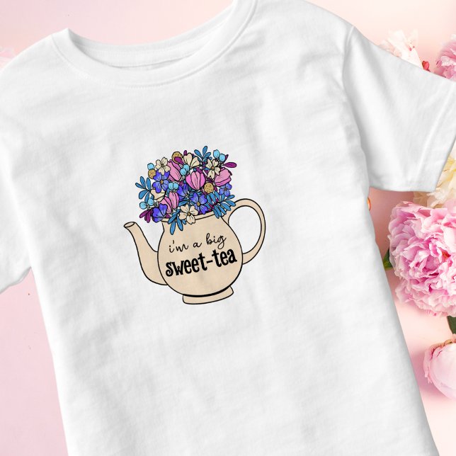 T-shirt Pour Les Tous Petits Thé sucré Floral théière Sweetie (Créateur téléchargé)