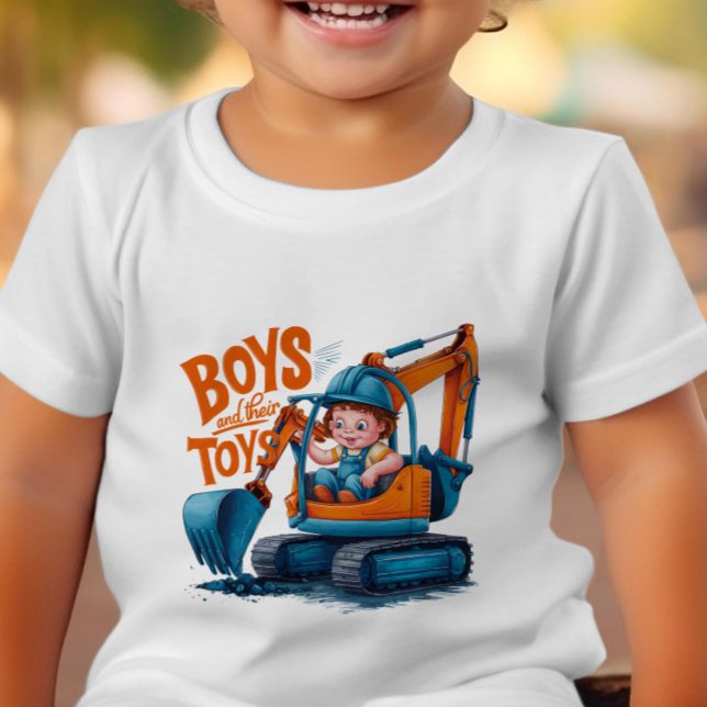 T-shirt Pour Les Tous Petits The Young Explorer : Garçon sur Bulldozer (Créateur téléchargé)