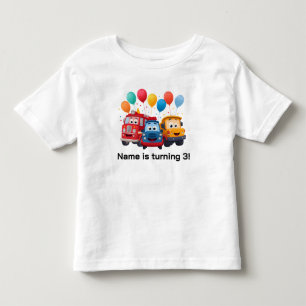 T-shirt Pour Les Tous Petits Thème d'anniversaire camion rayé bleu