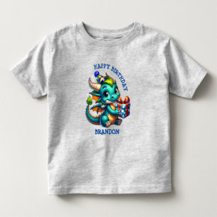 T-shirt Pour Les Tous Petits Thème de dragon personnalisé pour garçon d'anniver