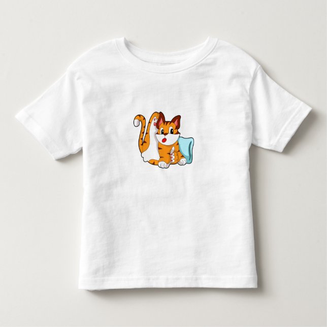 T-shirt Pour Les Tous Petits Tiger chat avec Coussin (Devant)