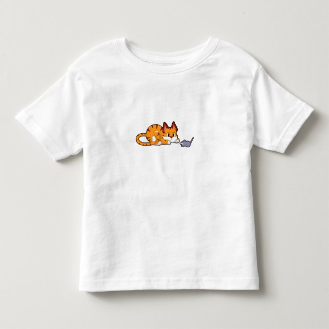 T-shirt Pour Les Tous Petits Tiger chat avec souris (Devant)