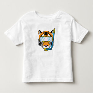 T-shirt Pour Les Tous Petits Tiger comme plongeur avec tuba