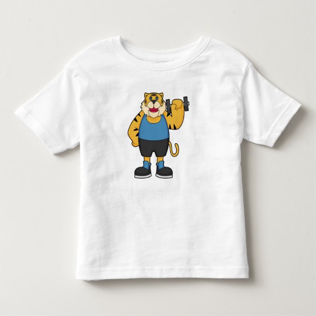 T-shirt Pour Les Tous Petits Tiger Fitness Dumbbell (Devant)