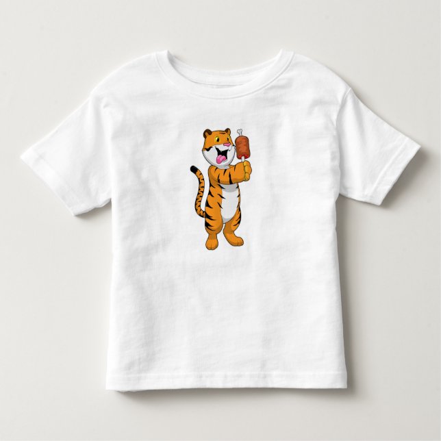 T-shirt Pour Les Tous Petits Tigre avec viande (Devant)