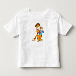T-shirt Pour Les Tous Petits Tigre en hiver avec Écharpe