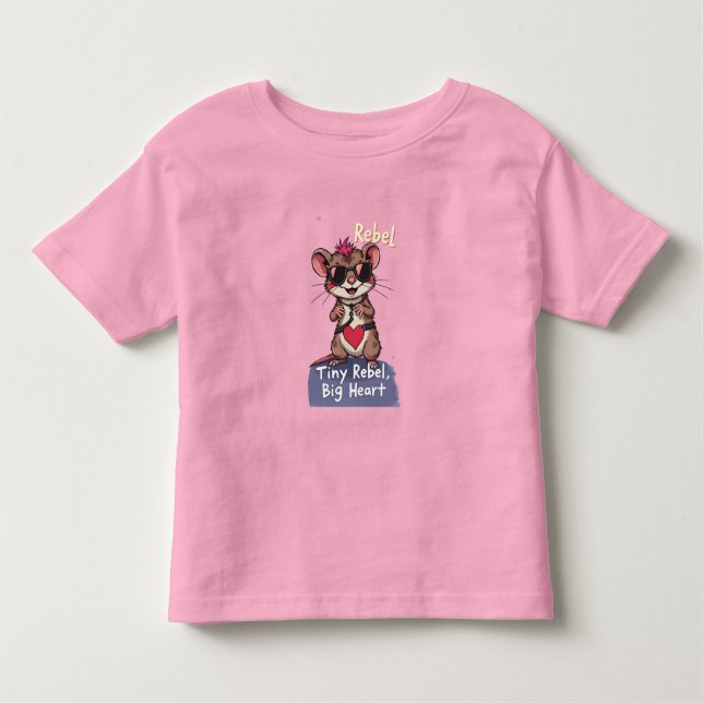 T-shirt Pour Les Tous Petits Tiny Rebel Big Heart – Cute Punk Mouse  (Devant)