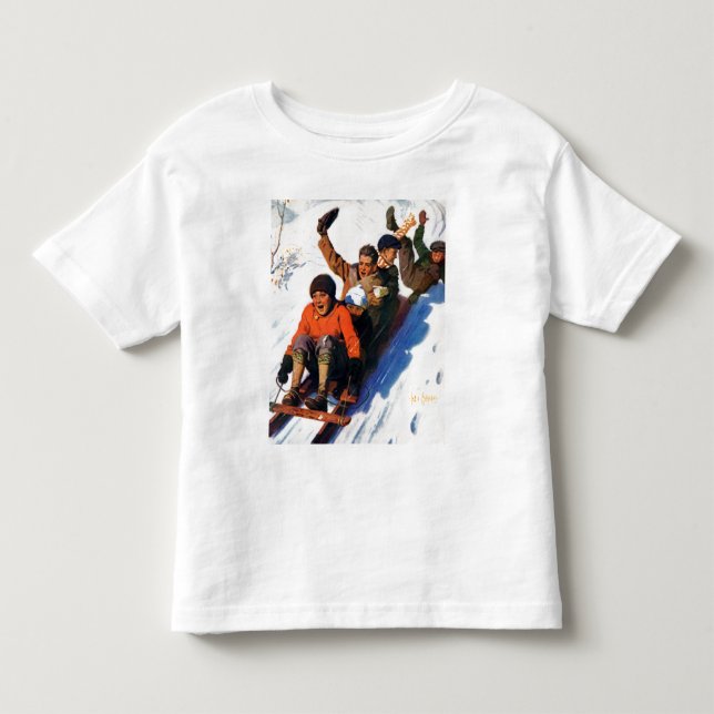 T-shirt Pour Les Tous Petits Tobagganing (Devant)