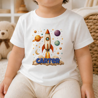 T-shirt Pour Les Tous Petits Toddler Fusée Rétro Personnalisée