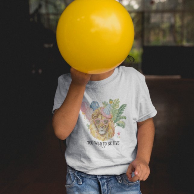 T-shirt Pour Les Tous Petits Too Wild to Be Five Lion Jungle Birthday (Créateur téléchargé)