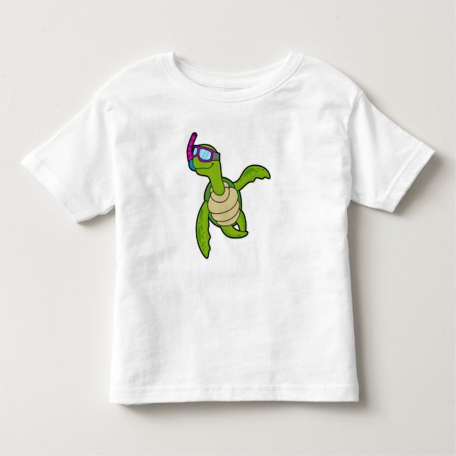 T-shirt Pour Les Tous Petits Tortue à la natation avec tuba (Devant)