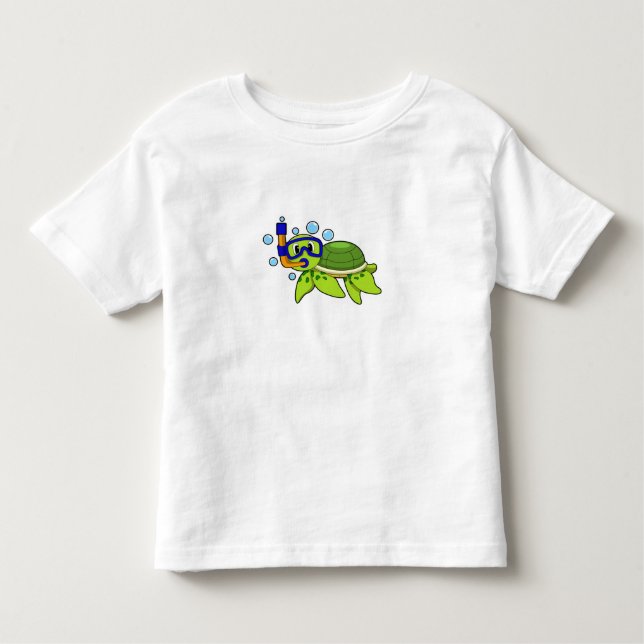 T-shirt Pour Les Tous Petits Tortue à la plongée avec tuba (Devant)
