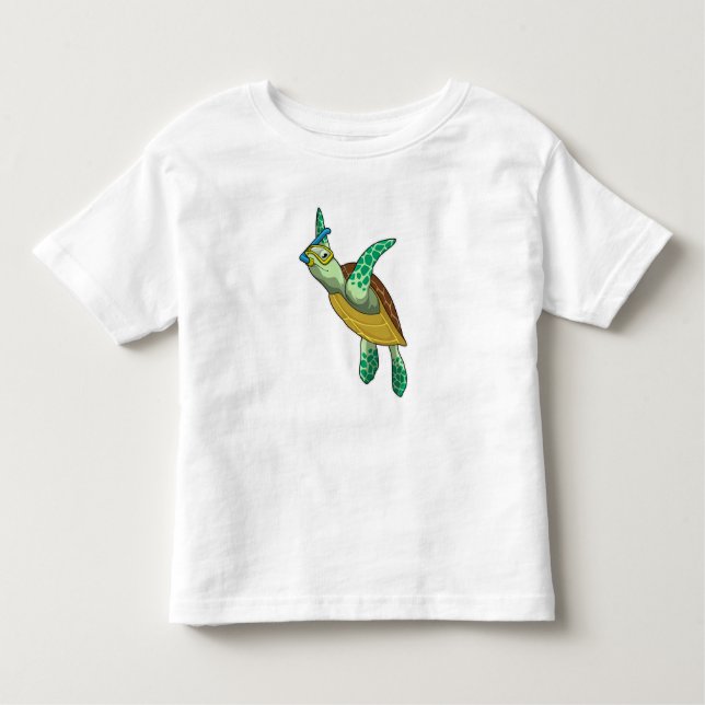 T-shirt Pour Les Tous Petits Tortue à la plongée avec tuba (Devant)